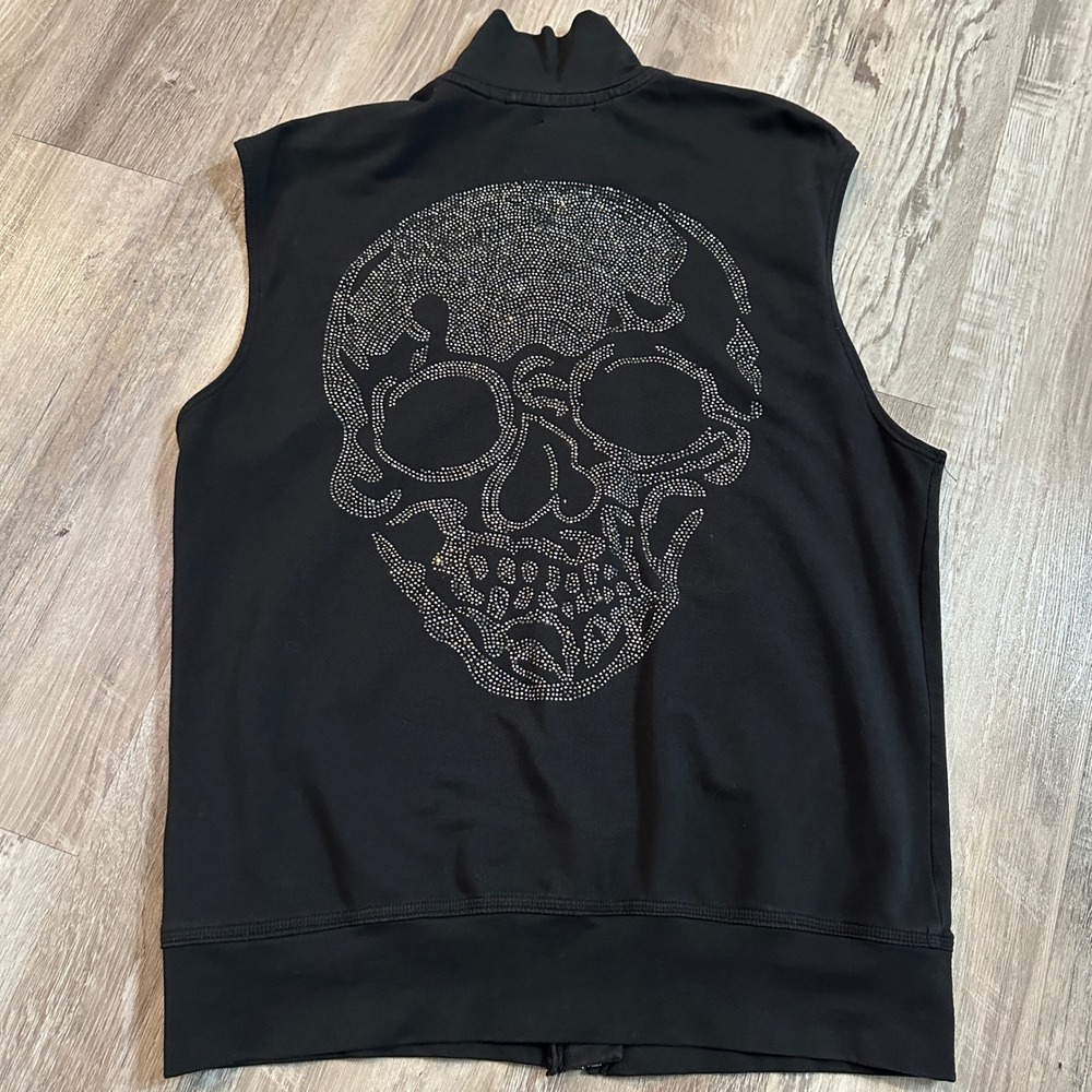 Philipp Plein Black Orchid‎ Limited Edition Rhinestone Skull Zip Vest Mens L